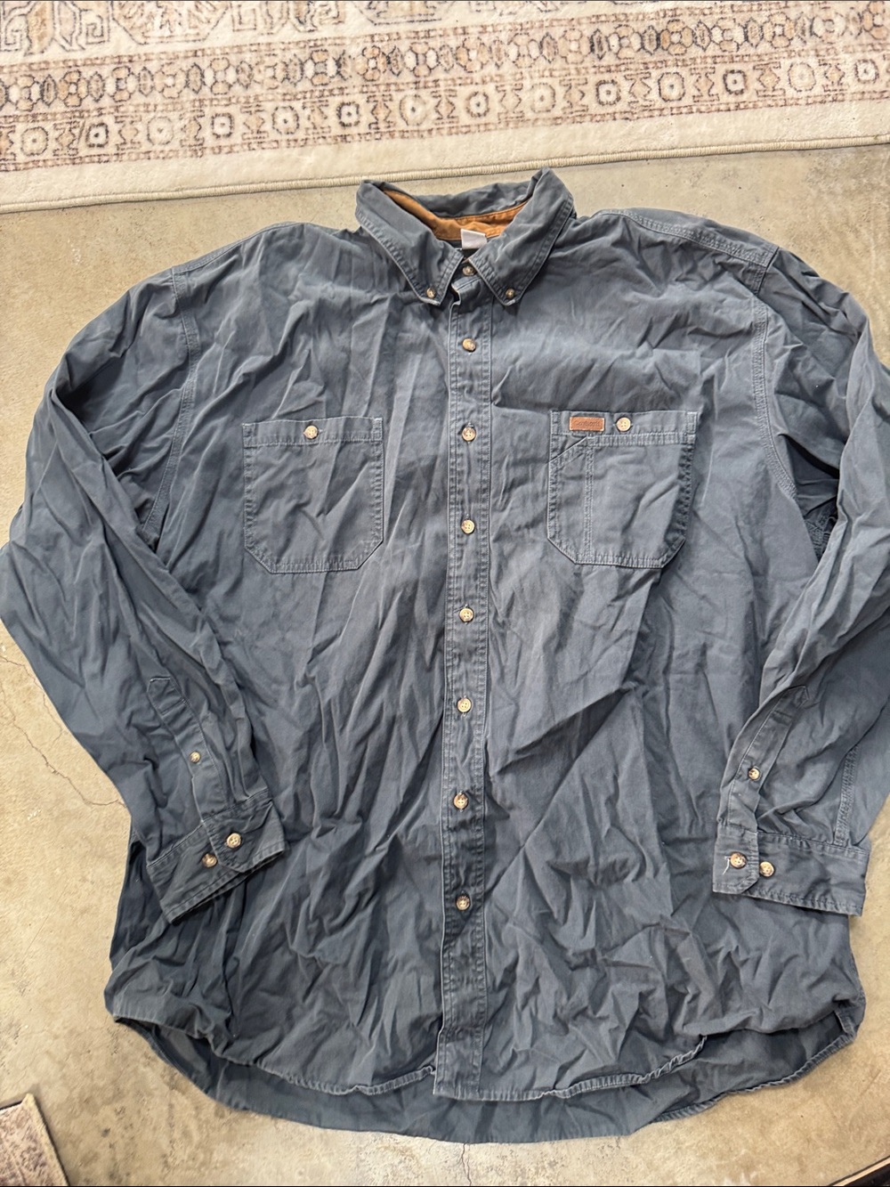 Carhartt Men's Dark Blue Button-Down Work Shirt Jacket